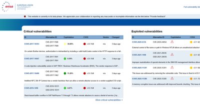 ENISA EU Vulnerability Database preview